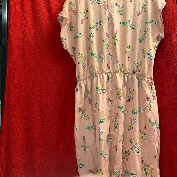 Peach Dragonfly Fit and Flare Plus Size Dress - Picture 3 of 6